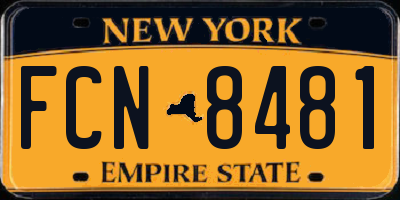 NY license plate FCN8481