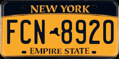 NY license plate FCN8920