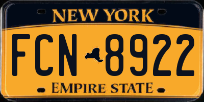 NY license plate FCN8922