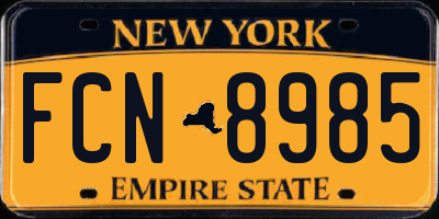 NY license plate FCN8985