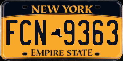 NY license plate FCN9363