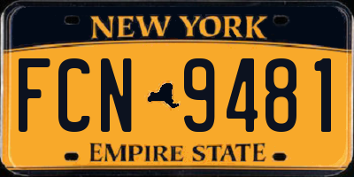 NY license plate FCN9481