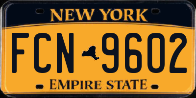 NY license plate FCN9602