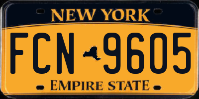 NY license plate FCN9605
