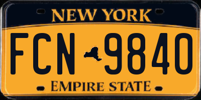 NY license plate FCN9840