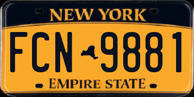NY license plate FCN9881