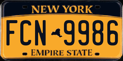 NY license plate FCN9986