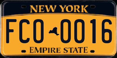 NY license plate FCO0016