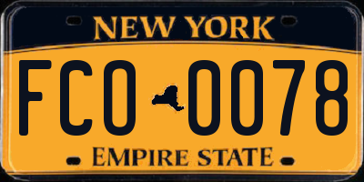 NY license plate FCO0078