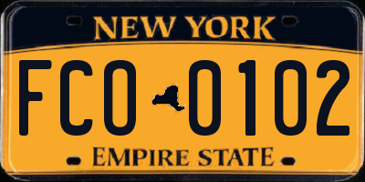 NY license plate FCO0102