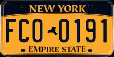 NY license plate FCO0191