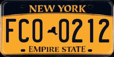 NY license plate FCO0212