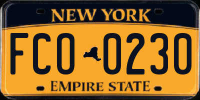 NY license plate FCO0230