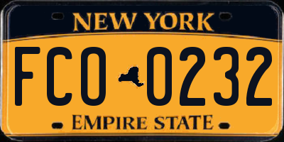 NY license plate FCO0232