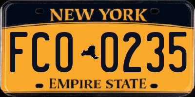 NY license plate FCO0235