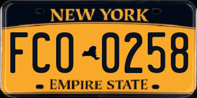 NY license plate FCO0258