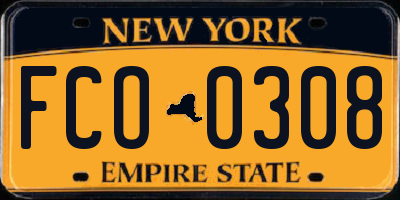 NY license plate FCO0308