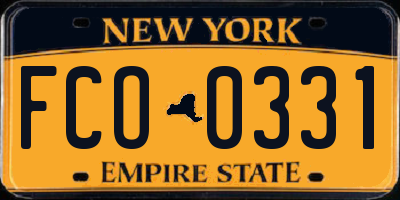 NY license plate FCO0331
