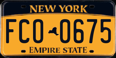 NY license plate FCO0675
