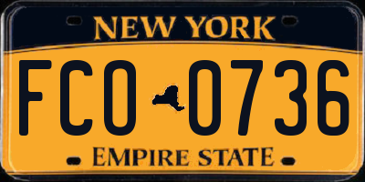 NY license plate FCO0736