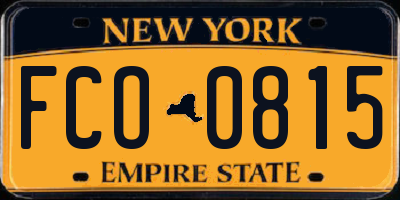 NY license plate FCO0815