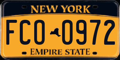 NY license plate FCO0972