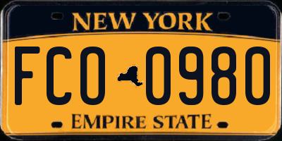 NY license plate FCO0980