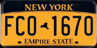 NY license plate FCO1670