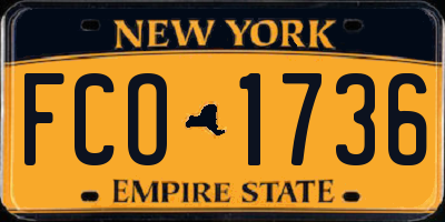 NY license plate FCO1736