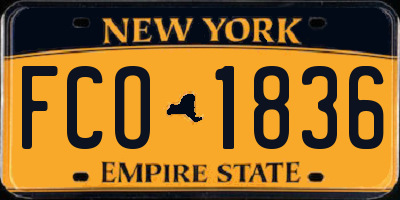 NY license plate FCO1836