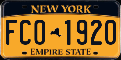 NY license plate FCO1920