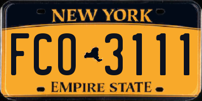 NY license plate FCO3111