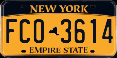NY license plate FCO3614