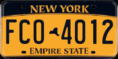 NY license plate FCO4012
