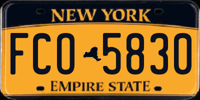 NY license plate FCO5830