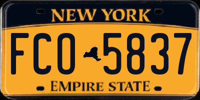 NY license plate FCO5837
