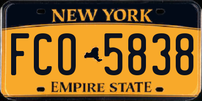 NY license plate FCO5838