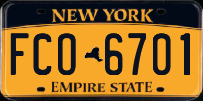 NY license plate FCO6701