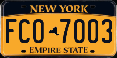 NY license plate FCO7003