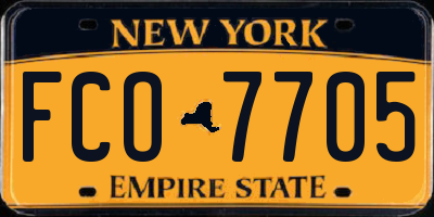 NY license plate FCO7705