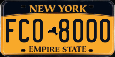 NY license plate FCO8000