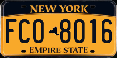 NY license plate FCO8016