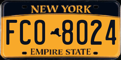 NY license plate FCO8024