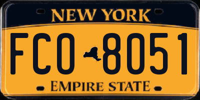 NY license plate FCO8051