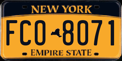 NY license plate FCO8071