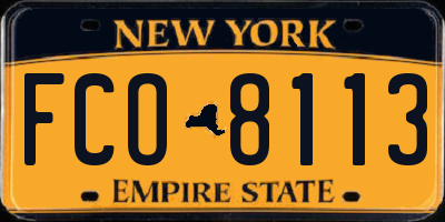 NY license plate FCO8113
