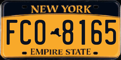 NY license plate FCO8165