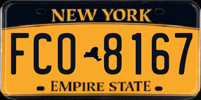 NY license plate FCO8167