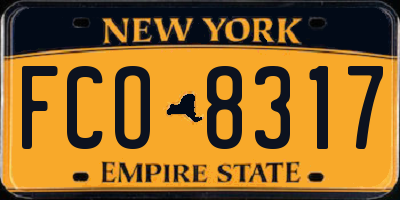 NY license plate FCO8317