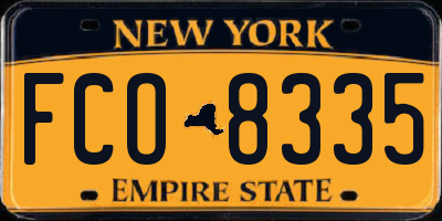 NY license plate FCO8335